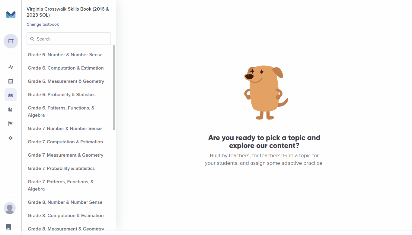 GIF showing the process of searching for a standard code in the Mathspace digital textbook and seeing both the 2016 and 2023 standards on the associated content.